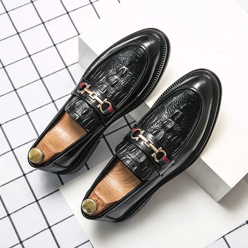 Alessandro Veneti Embossed Leather Loafers - Image 2
