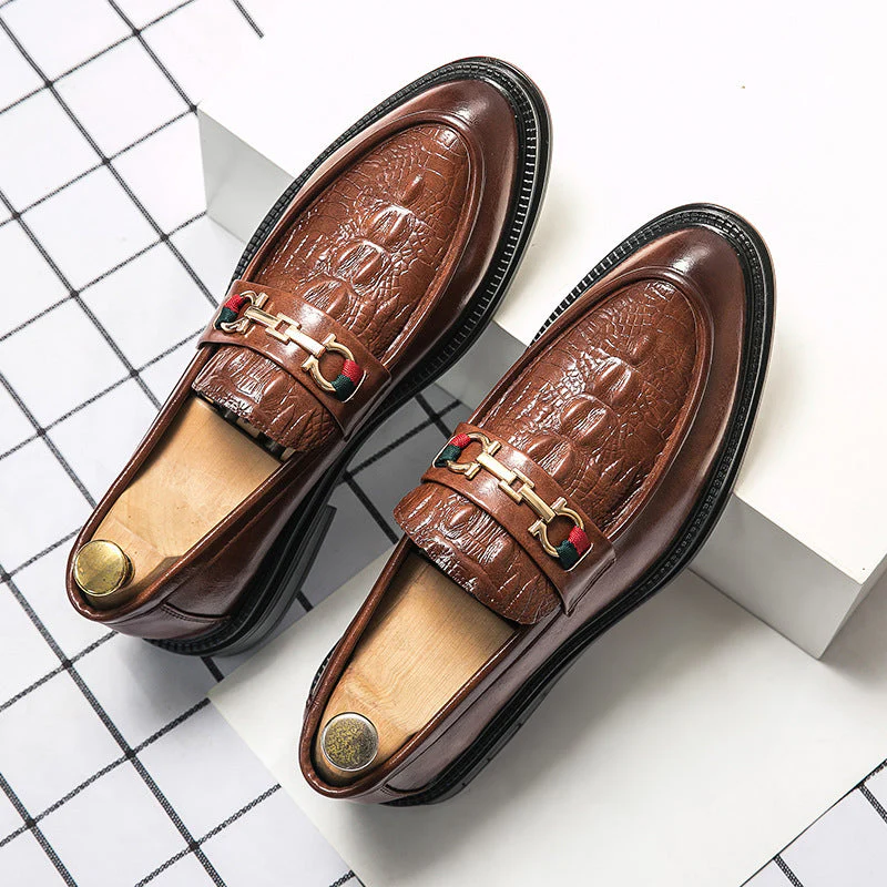 Alessandro Veneti Embossed Leather Loafers - Image 3