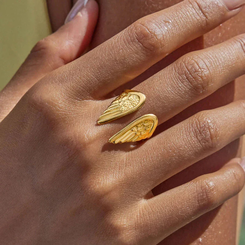 Angel Wings Open Cuff Ring - Image 2
