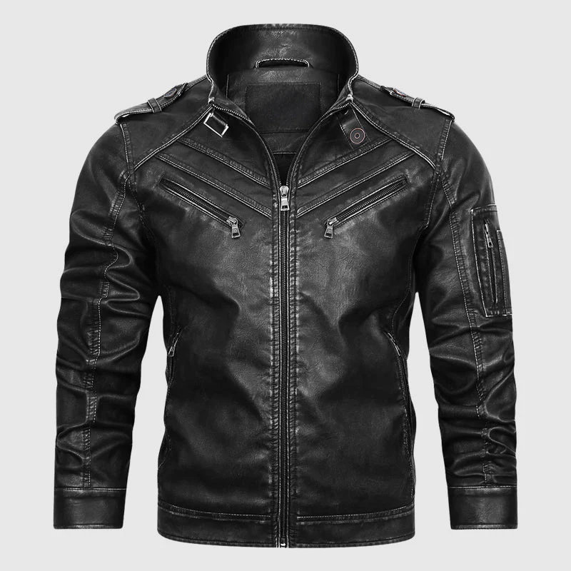 Armored Biker Streetwear Leather Jacket - Image 2