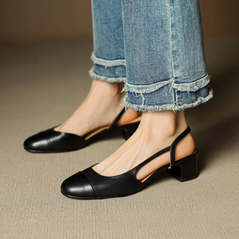 Chic Genuine Leather Slingback Heels - Image 12
