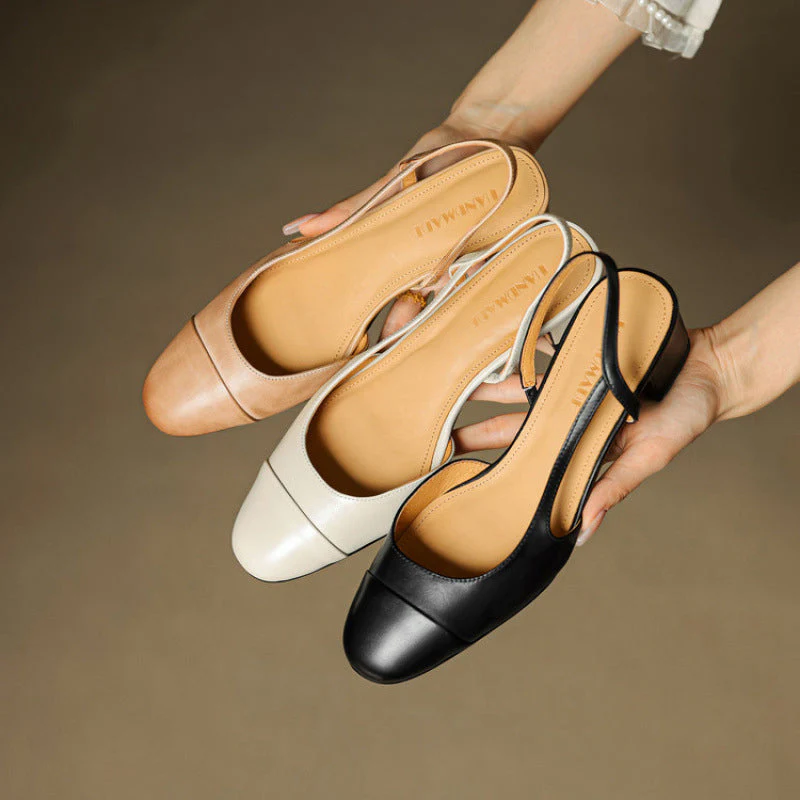 Chic Genuine Leather Slingback Heels - Image 14