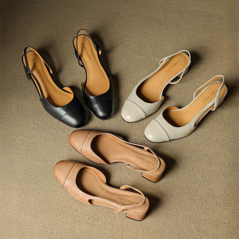 Chic Genuine Leather Slingback Heels - Image 15