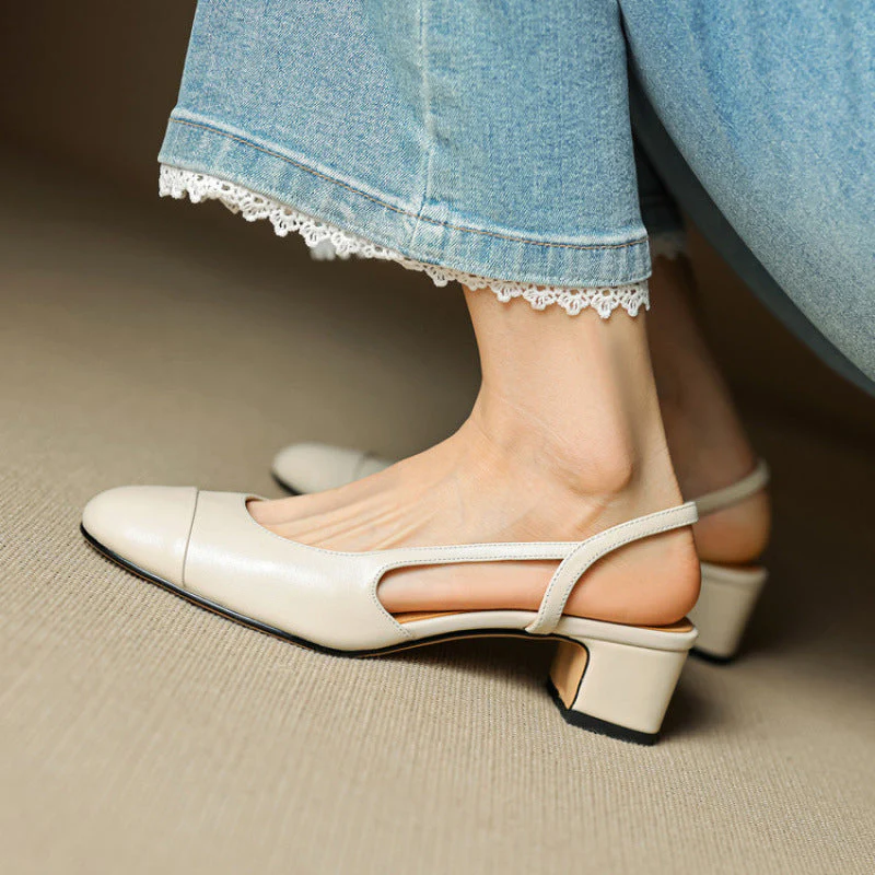 Chic Genuine Leather Slingback Heels - Image 7
