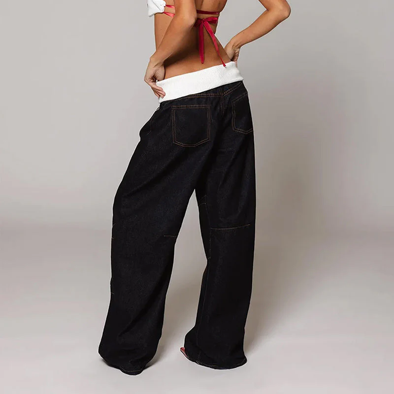 Chloé Montclair Contrast Waist Wide Jeans - Image 4