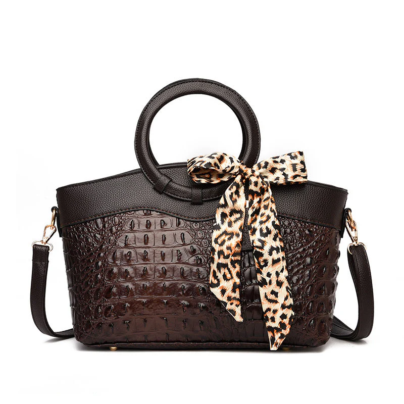 Chloé Montclair Croc-Embossed Handbag with Round Handles - Image 4