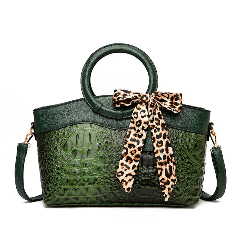 Chloé Montclair Croc-Embossed Handbag with Round Handles - Image 5