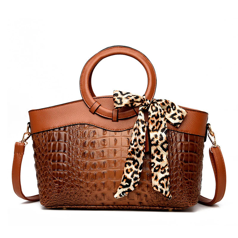 Chloé Montclair Croc-Embossed Handbag with Round Handles - Image 6