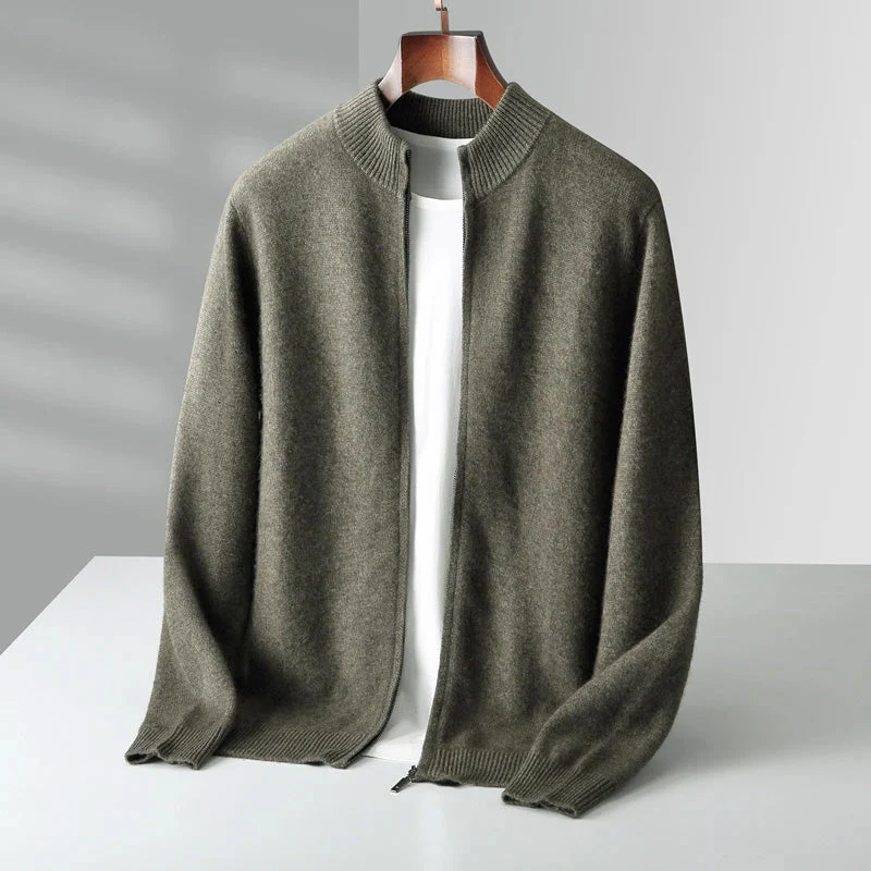 Classic Cashmere Wool Men’s Zipper Cardigan - Image 11