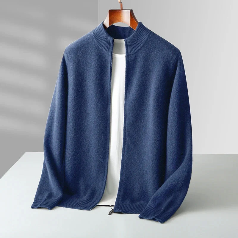 Classic Cashmere Wool Men’s Zipper Cardigan - Image 2