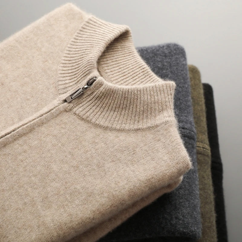 Classic Cashmere Wool Men’s Zipper Cardigan - Image 3