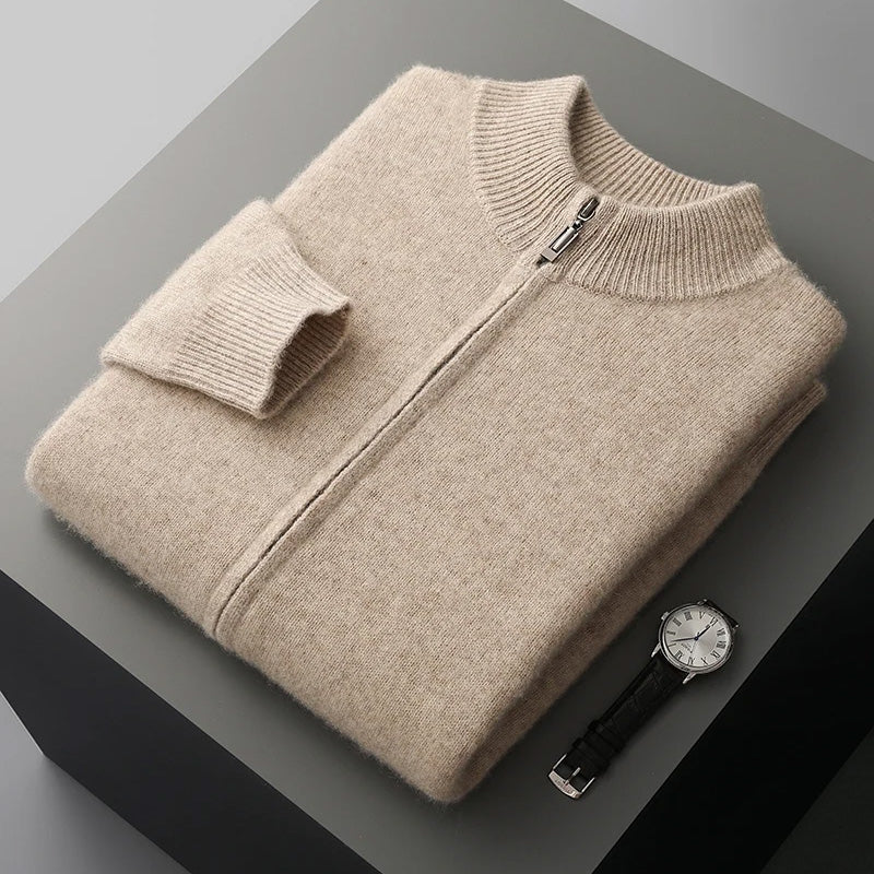 Classic Cashmere Wool Men’s Zipper Cardigan - Image 5