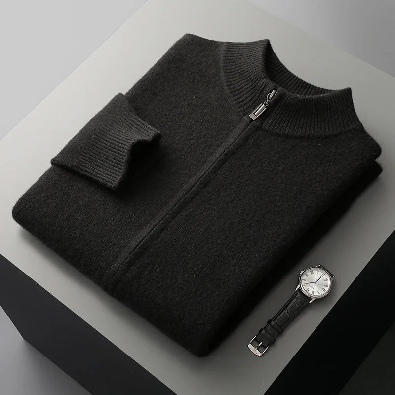 Classic Cashmere Wool Men’s Zipper Cardigan - Image 6