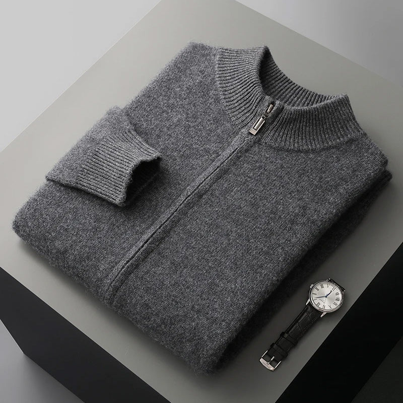 Classic Cashmere Wool Men’s Zipper Cardigan - Image 7