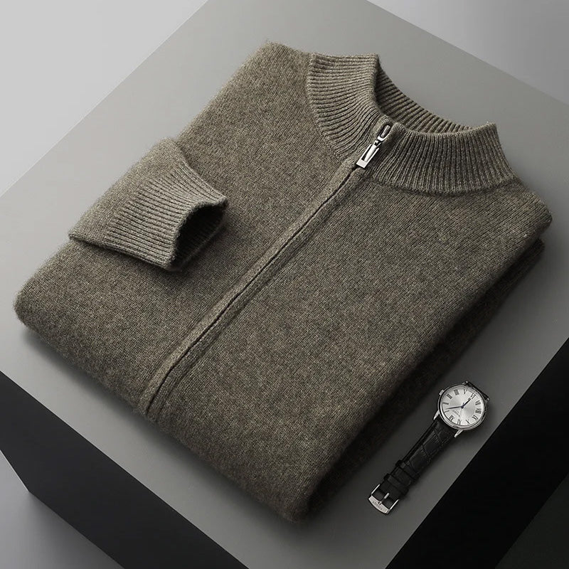 Classic Cashmere Wool Men’s Zipper Cardigan - Image 8
