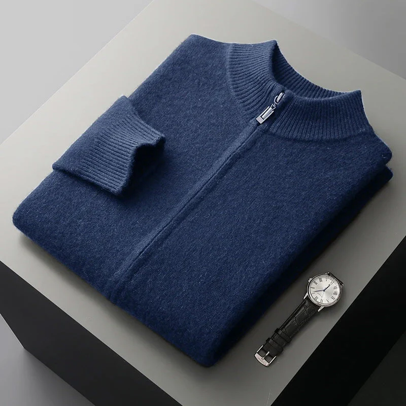 Classic Cashmere Wool Men’s Zipper Cardigan - Image 9