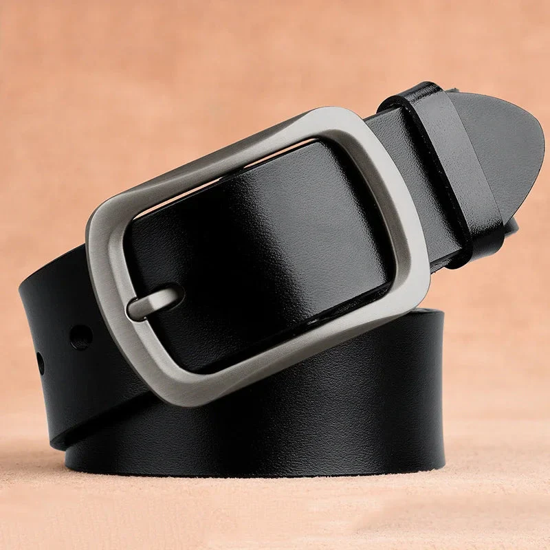 Classic Genuine Leather Belt with Metal Pin Buckle - Image 2