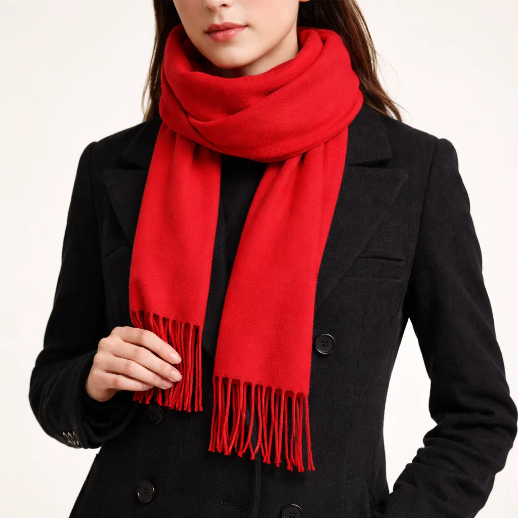 Classic Long Scarf with Fringe Detail - Image 6