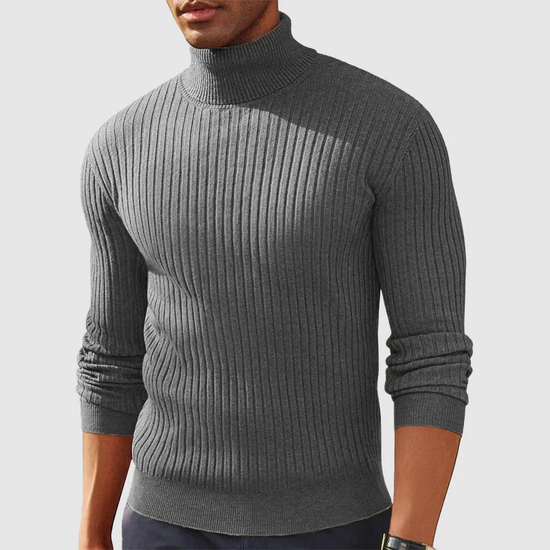 Classic Men’s Ribbed Turtleneck Sweater - Image 2