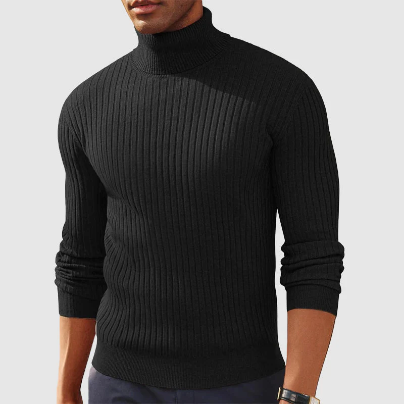 Classic Men’s Ribbed Turtleneck Sweater - Image 3