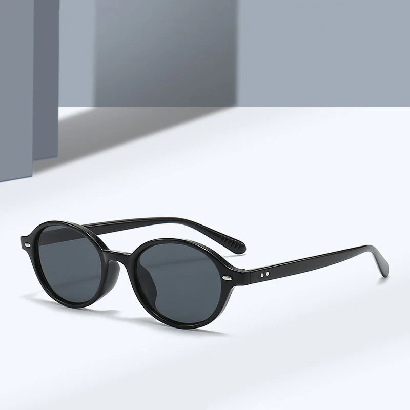 Compact Oval Sunglasses with Tinted Lenses - Image 6