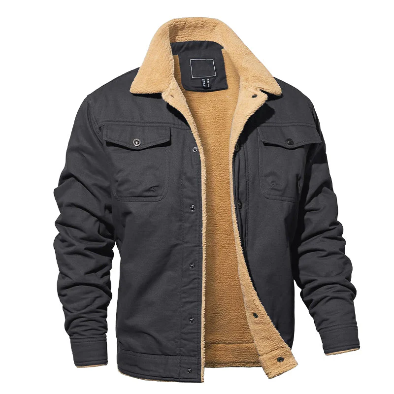Cotton Cargo Jacket for Men with Fleece Lining - Image 3