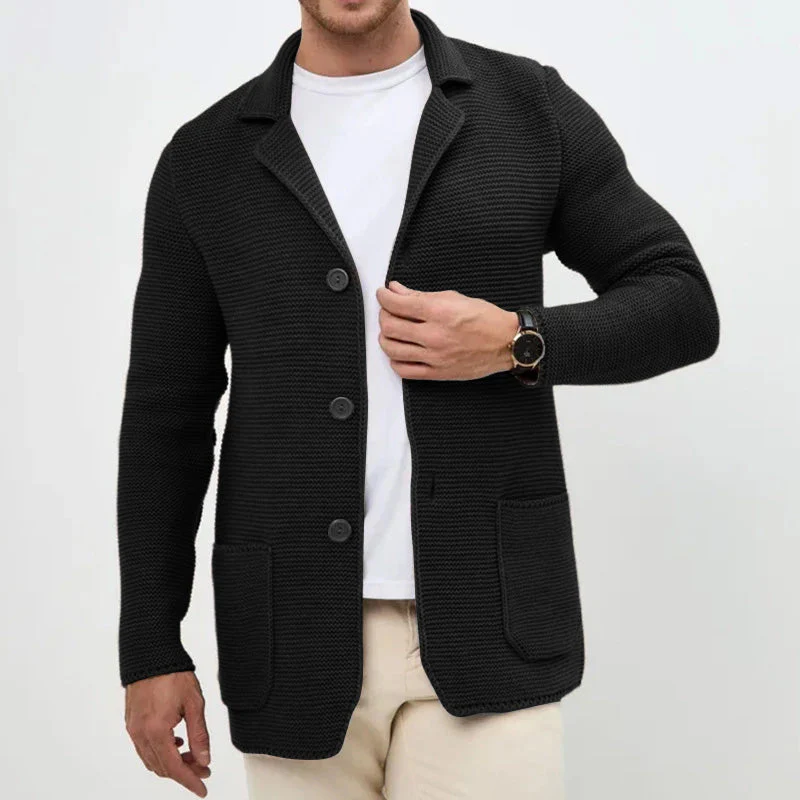 Cozy Button-Front Knitted Men's Cardigan - Image 2