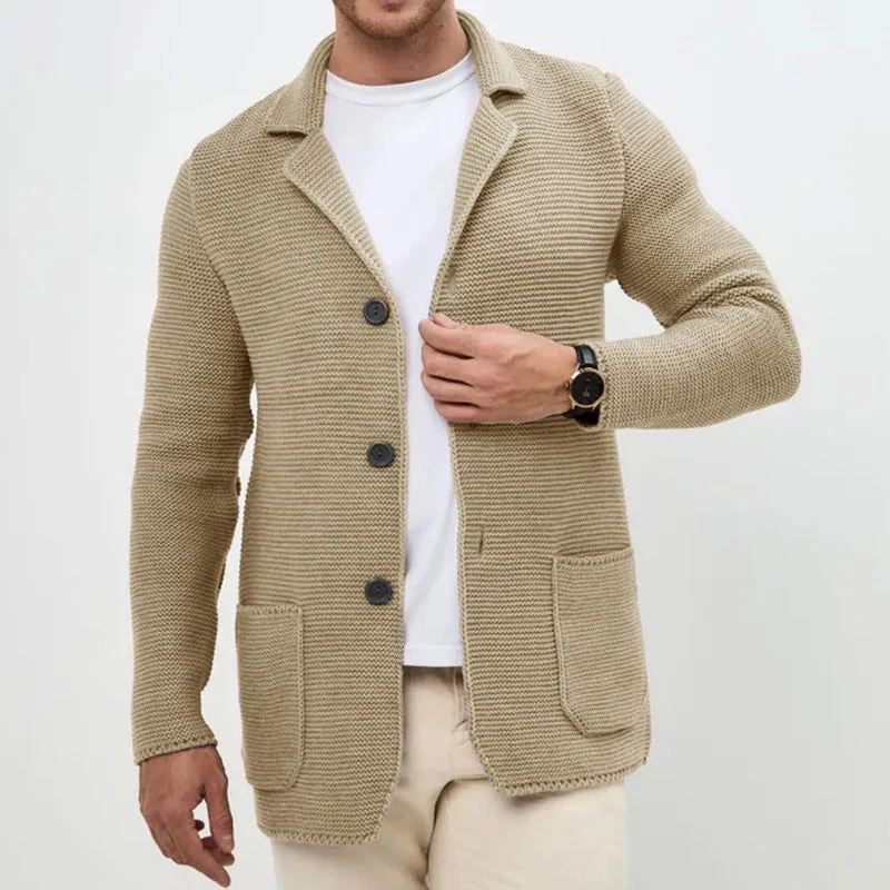 Cozy Button-Front Knitted Men's Cardigan - Image 3
