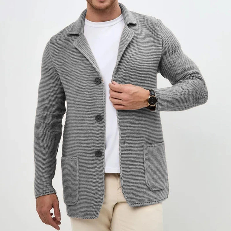 Cozy Button-Front Knitted Men's Cardigan - Image 4
