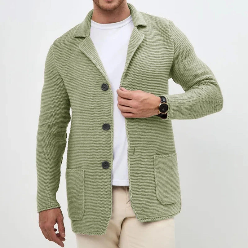 Cozy Button-Front Knitted Men's Cardigan - Image 5