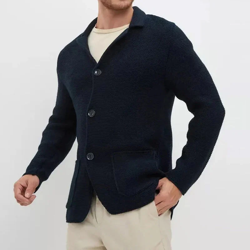 Cozy Button-Front Knitted Men's Cardigan - Image 7