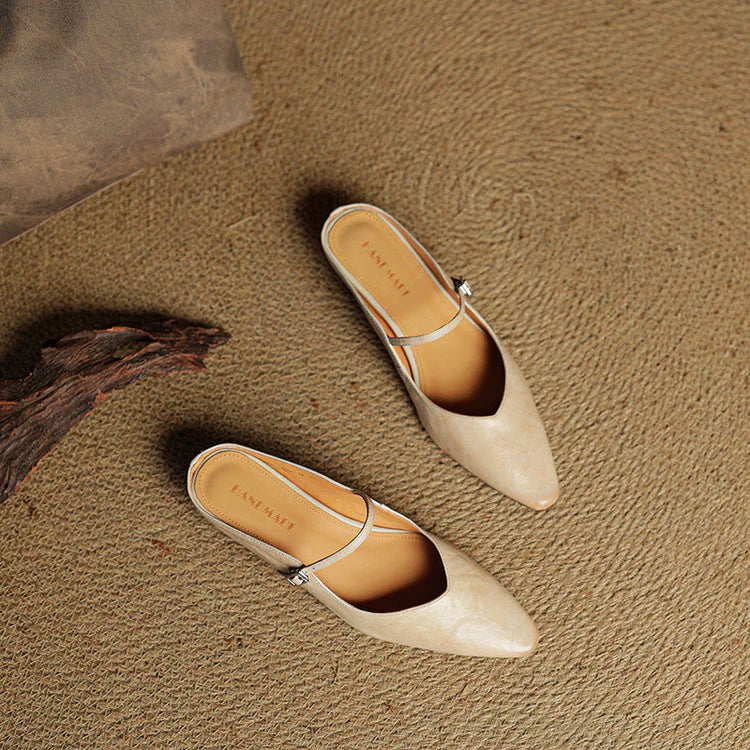 Elegant Genuine Leather Pointed Flats - Image 3