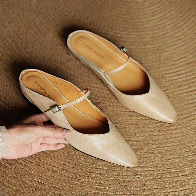 Elegant Genuine Leather Pointed Flats - Image 4