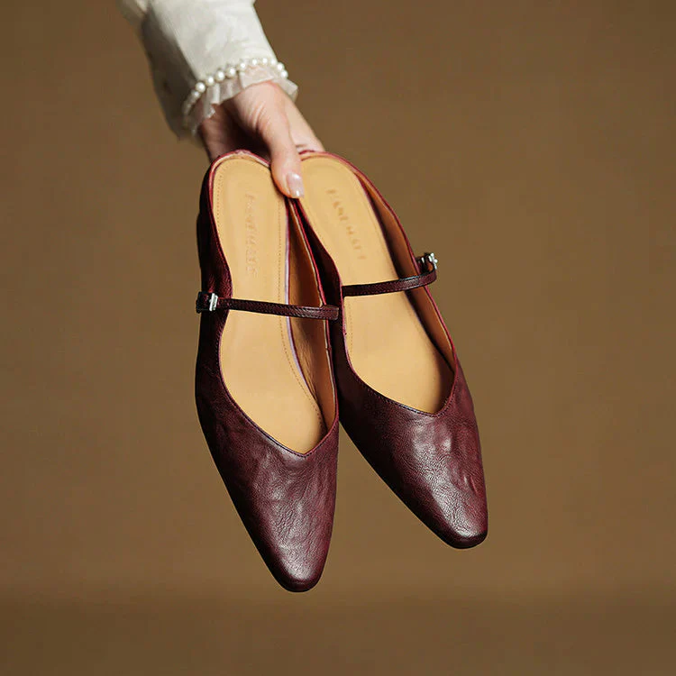Elegant Genuine Leather Pointed Flats - Image 6