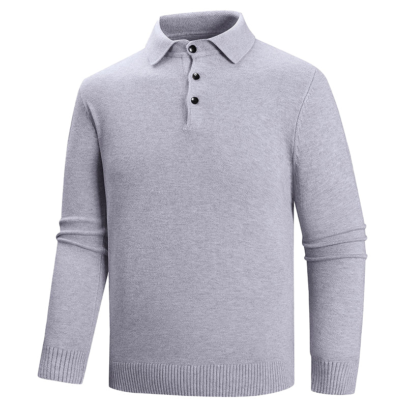 Elegant Knit Sweater for Men with Polo Collar - Image 6