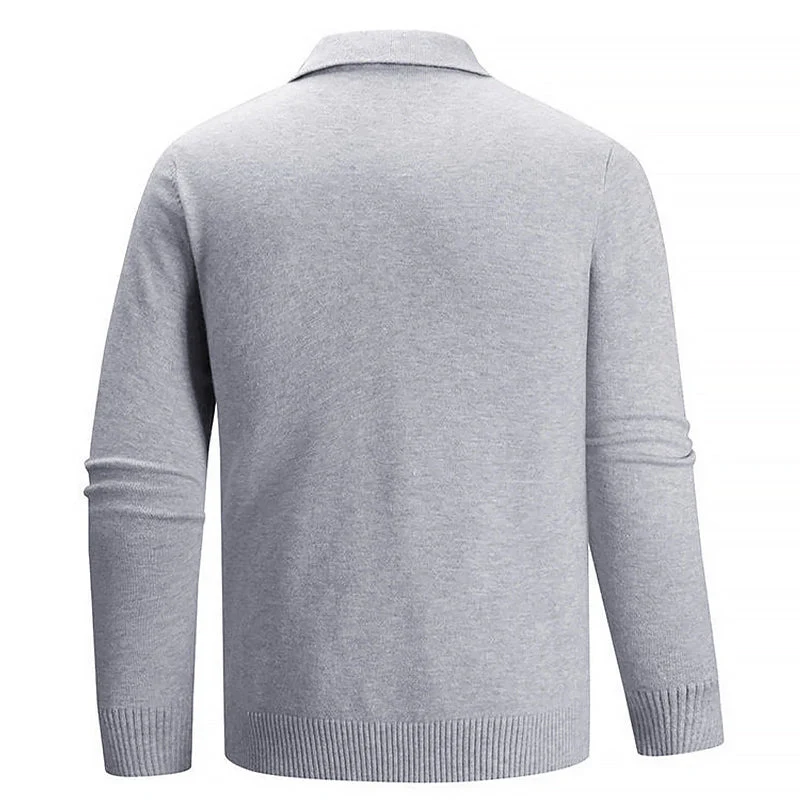 Elegant Knit Sweater for Men with Polo Collar - Image 7