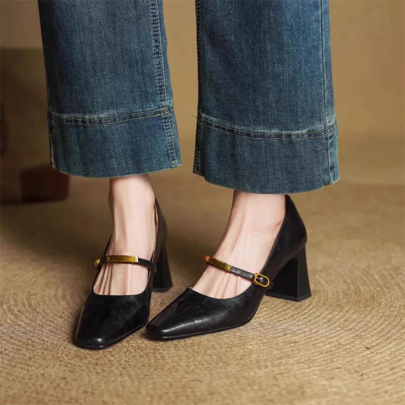 Eloria Genuine Leather Mary Jane Heels - Image 12