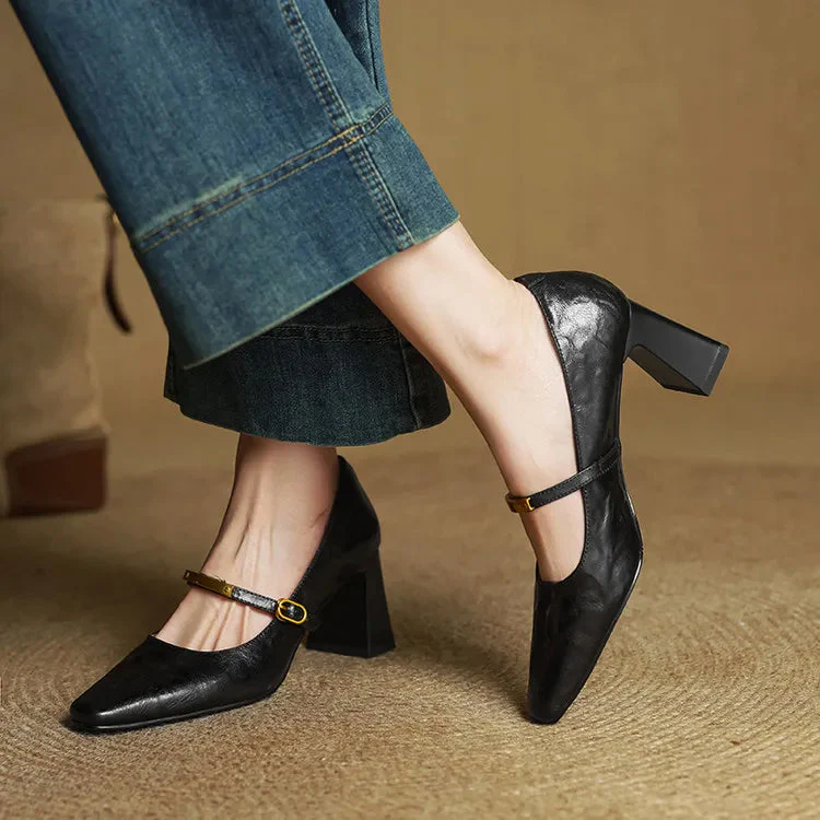 Eloria Genuine Leather Mary Jane Heels - Image 14