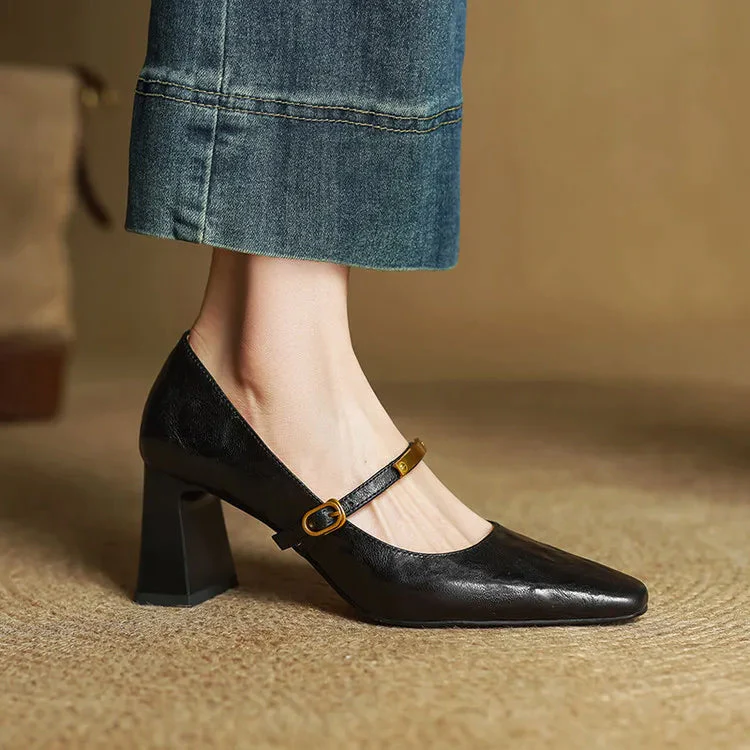 Eloria Genuine Leather Mary Jane Heels - Image 16