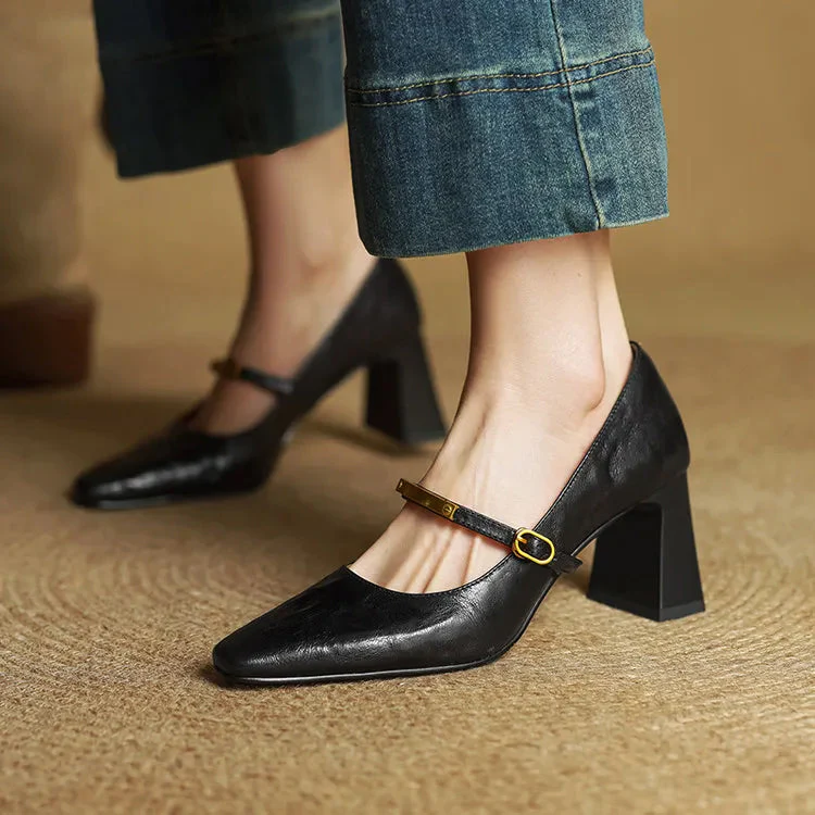Eloria Genuine Leather Mary Jane Heels - Image 3