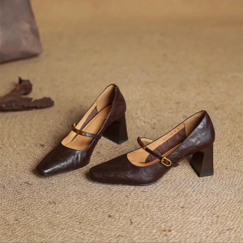 Eloria Genuine Leather Mary Jane Heels - Image 5