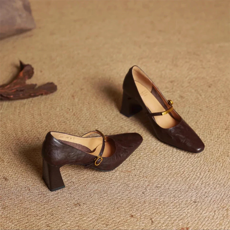 Eloria Genuine Leather Mary Jane Heels - Image 6