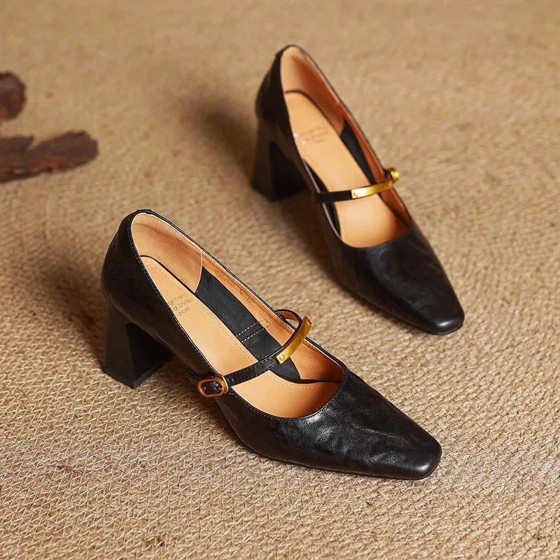 Eloria Genuine Leather Mary Jane Heels - Image 7