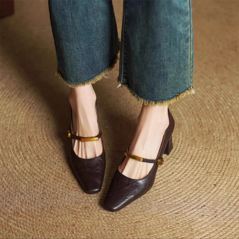 Eloria Genuine Leather Mary Jane Heels - Image 8