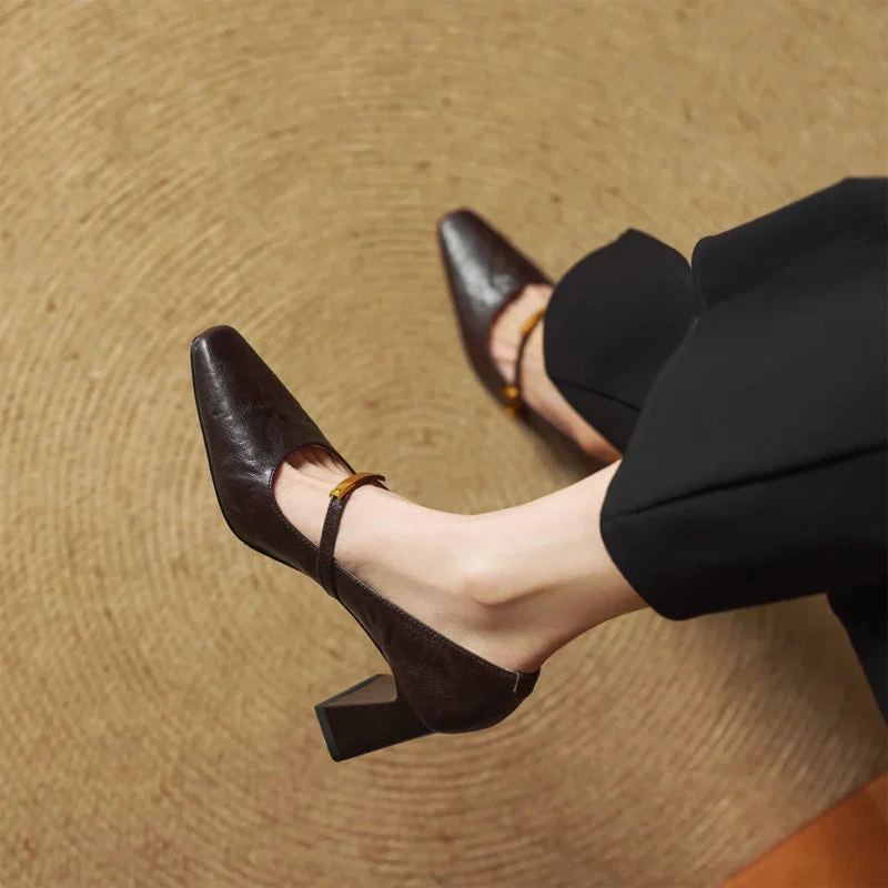 Eloria Genuine Leather Mary Jane Heels - Image 9