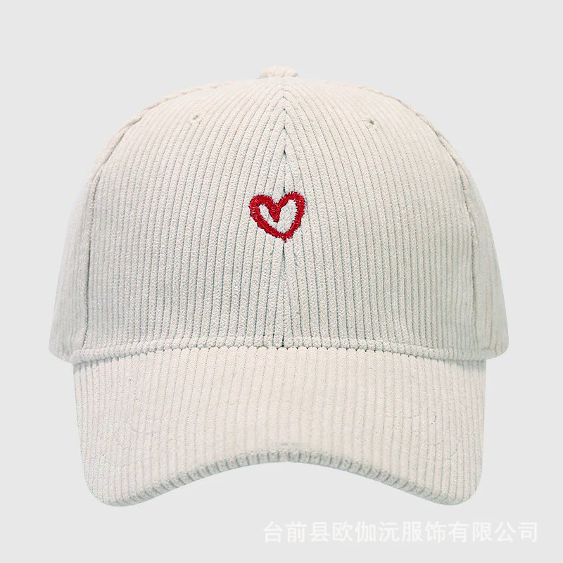 Everyday Corduroy Cap with Embroidered Heart - Image 2