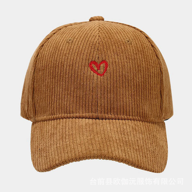 Everyday Corduroy Cap with Embroidered Heart - Image 3