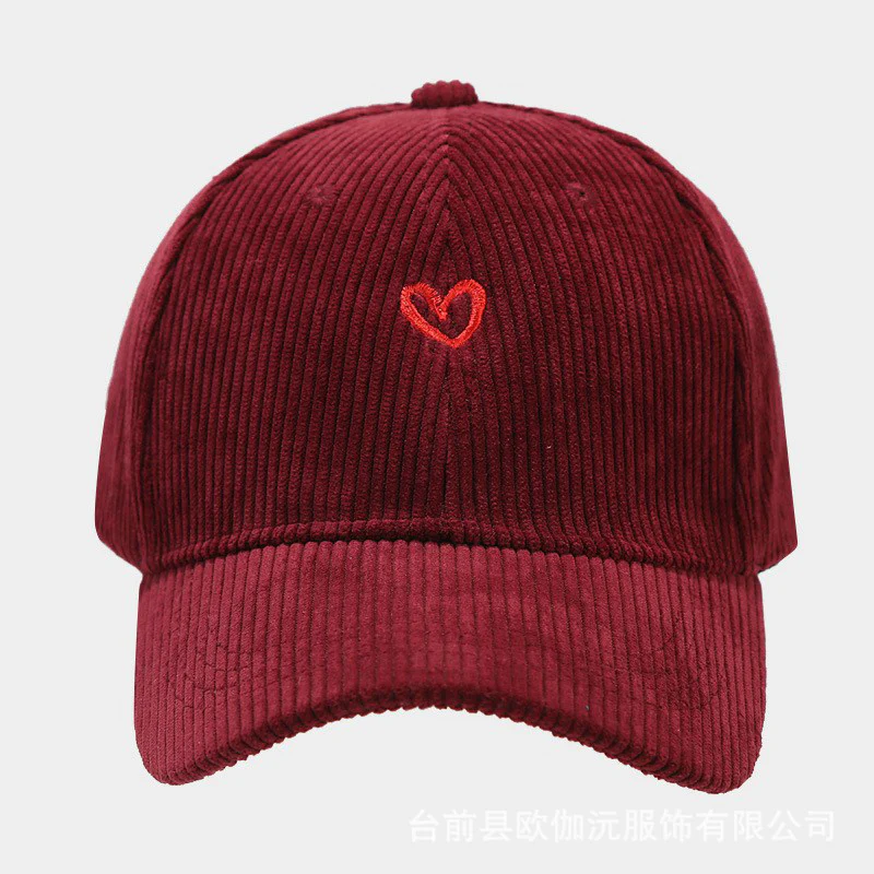 Everyday Corduroy Cap with Embroidered Heart - Image 4