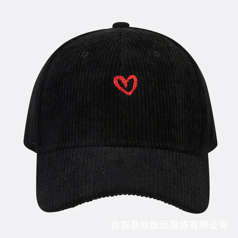 Everyday Corduroy Cap with Embroidered Heart - Image 5