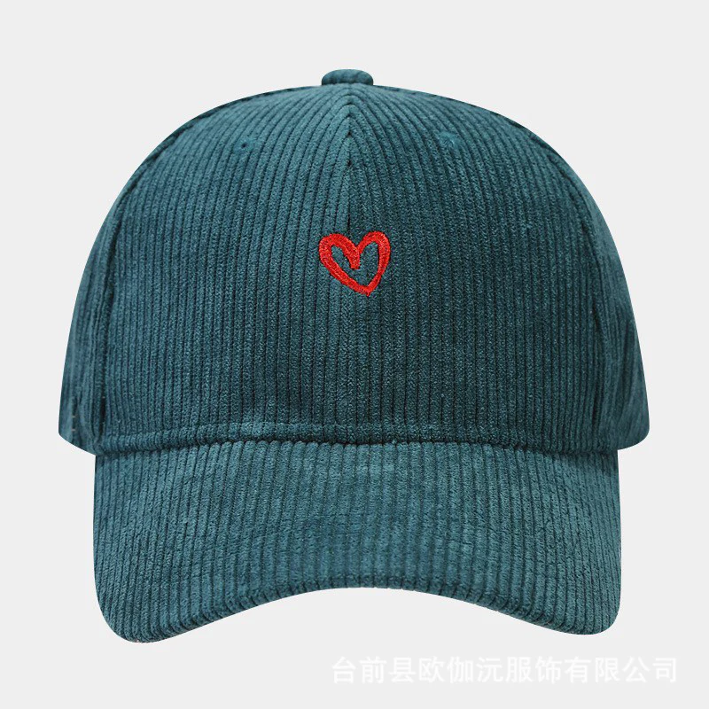 Everyday Corduroy Cap with Embroidered Heart - Image 6